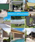 Versatile applications of 4x4 ft shade cloth with grommets used as pergola cover for patio, garden, and backyard outdoor spaces.