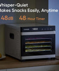 Large Capacity Food Dehydrator With Six Stainless Trays And 6.5 Sq Ft Drying Space 600W Power For Faster Drying At 165F