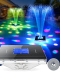 Upgraded 2026 Solar Pool Fountain With Light Show illuminating pool with colorful lights and durable dark blue design