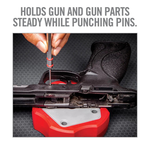 Non Marring Universal Armorers Bench Block With Non Slip Grip Ideal For Glock 17 19x 26 1911 And Other Firearms A Versatile Gunsmithing Essential For Safe Secure Maintenance And Precision Work used for disassembly.