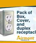 2x4 Inch Utility Electrical Box Kit With Duplex Receptacle Cover Tamper Resistant 20 Amp Outlet Green Grounding Wire And Ground Screw Ten Half Inch Knockouts Complete Junction Box Set For Easy DIY Install