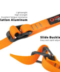 Orange Foot Loop Ascender Sling for Rope Climbing Adjustable 88 to 125 cm with aviation aluminum slide buckles.