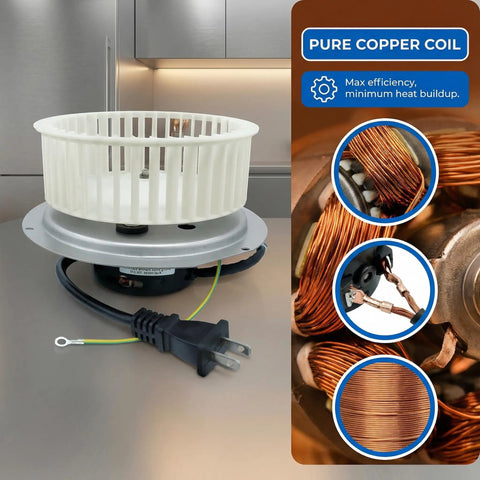 Qt80 Series Bathroom Fan Motor Replacement Compatible With 0695B000 showing motor assembly and copper coil detail