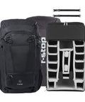 Front view of 80L Adventure Camera Backpack For DSLR And Cinematography Gear With Cine Master ICU And Gatekeepers in anthracite