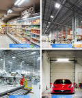 12 Pack 400W High Bay LED Lights for Warehouses and Shops illuminate supermarket, warehouse, factory, and garage spaces