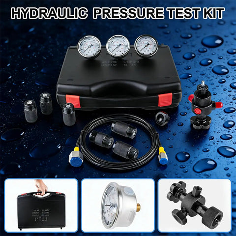 Hydraulic Accumulator Tool Kit With Nitrogen Charging Pro Grade Three Gauges 1500 4000 6000 PSI Six Adapters One Hose One Valve