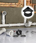 Heavy Duty Abs Rectangular Duct Connector Flange Base Air Vent Fitting Adapter For Hvac And Dust Collection Hose System displayed with pipes.