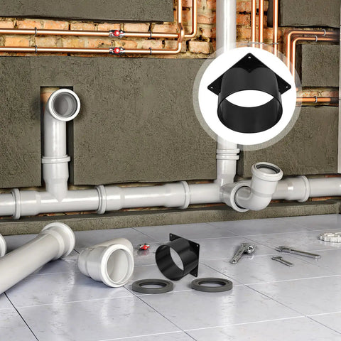 Heavy Duty Abs Rectangular Duct Connector Flange Base Air Vent Fitting Adapter For Hvac And Dust Collection Hose System displayed with pipes.