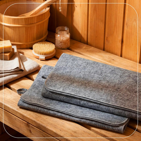 Two Pack Sauna Mats For Inside Saunas, Heat Insulation Natural Felt Floor And Bench Cushions, Grey 43 Inch Long in spa setting
