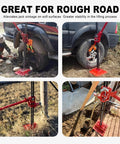 48 Inch Utility High Lift Farm Jack With Base Mate And Off Road Base Stand lifting SUV on soft ground