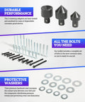 46 Piece Harmonic Balancer Puller Kit Pro Grade With Flange Type Gear And Crank Pullers showing bolts, washers, adaptors