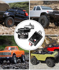 2204 2400KV Brushless Outrunner Motor With Transmission And 30A ESC For Axial SCX24 1 To 24 RC Crawler Truck shown with RC trucks