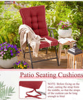 4 Pack Outdoor Patio Chair Cushions High Back Waterproof Weatherproof With Ties For Rocking Chairs And Indoor Use Red Set