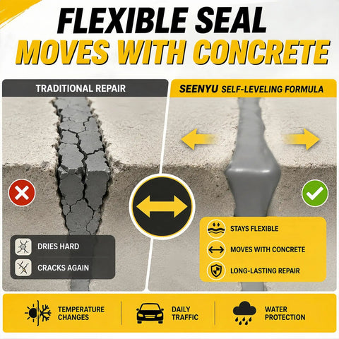 Self-Leveling Concrete Crack Filler Crushes Cracks on Driveways and Garages Waterproof Fast-Drying Cement Sealant comparison image.