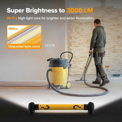 3000LM LED Work Light With Magnetic Under Hood Mount 5200mAh Rechargeable Cordless Pro Grade Mechanic Light For Car Repair Inspection Garage And Emergency Use Yellow with vacuum cleaner indoors