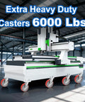 Heavy Duty 8 Inch Industrial Casters Set Of 4, 6000 Lb Rock Solid Build, Polyurethane Tires on steel hubs mounted under equipment.