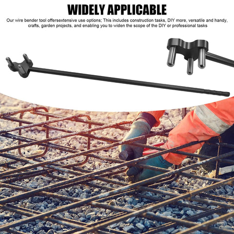 Jmsmsh Heavy Duty Hand Rebar Bender Tool For Steel Rods Up To 5/8 Inch shown bending rebar on a construction site.