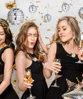 Women celebrating under 20 Piece Mini Mirror Disco Balls Set With Rope Assorted Silver Reflective Party Decor For 70s Weddings Dance Floors And Music Events In Sizes From 1.2 To 2.4 Inches.