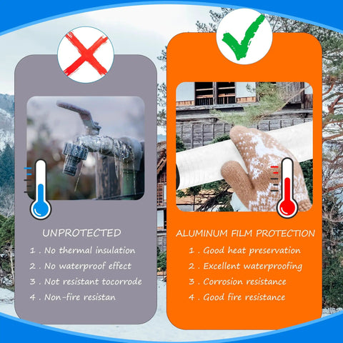 Comparison of uninsulated spigot and insulated pipe with Eight Pack Foam Pipe Insulation With Aluminum Foil For Outdoor Spigots.