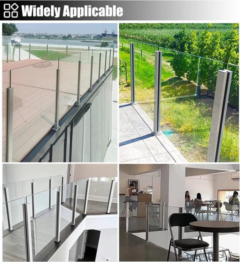 Hella Durable Glass Balustrade Posts With Slick Silver Finish Crafted From Heavy Duty 304 Stainless Steel for patios and interiors.