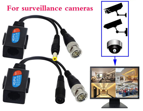Cat5 To BNC Video Balun Kit With Power For CCTV Cameras Passive Transceiver 2 Pairs Supports 720P 1080P 3MP 4MP 5MP 8MP