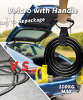 Rugged 50 Foot 50 Amp RV And EV Extension Cord Outdoor 125 To 250 Volt 6250 To 12500 Watt STW Rated For Camping Travel Trailers And Home Power Needs All Weather Ready coiled with handle and 14-50 plugs