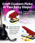 DIY Guitar Picks Punch Mega Pack For Musicians Custom Pick Maker Kit showing how to craft picks in two steps.