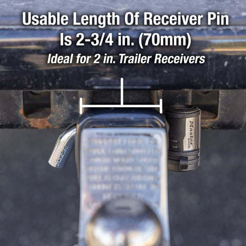 Receiver Lock With Swivel Head For 1/2 Inch And 5/8 Inch Trailer Hitches Weather Resistant Locking Hitch Pin installed on hitch