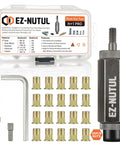 Premium Quality Straight Up Heavy Duty Hand Rivet Nut Installation Kit With Zinc Plated Flat Head Threaded Inserts Sae Metric Sets for auto repairs and job shops.