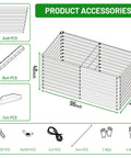 Diagram of Waist Height Raised Garden Bed 36 Inches Tall For Easy Back Friendly Gardening Open Bottom Outdoor Galvanized Metal Planter Box 8 By 4 By 3 Feet For Vegetables And Flowers Brown with assembly parts.