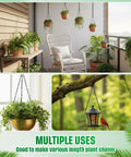 Two Pack Heavy Duty Hanging Chains For Bird Feeders Planters Lanterns And Ornaments Black Nine Point Five Inch Supports Up To Twenty Lbs Adjustable Hook To Shorten Or Extend No Fuss Install And Remove For A Flexible Do It Yourself Setup shown with hanging plants and bird feeder