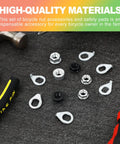 Universal Bike Axle Nut And Washer Kit 24 Pack With M8 M9.5 M10 Replacement Bolts shown with tools on a workbench.
