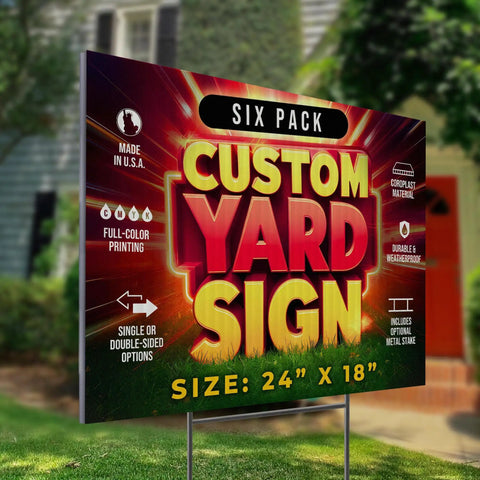 Custom Yard Sign Set 24 By 18 Inches With Stakes For Outdoor Use Full Color Printed Eye Catching Corrugated Signs For Events