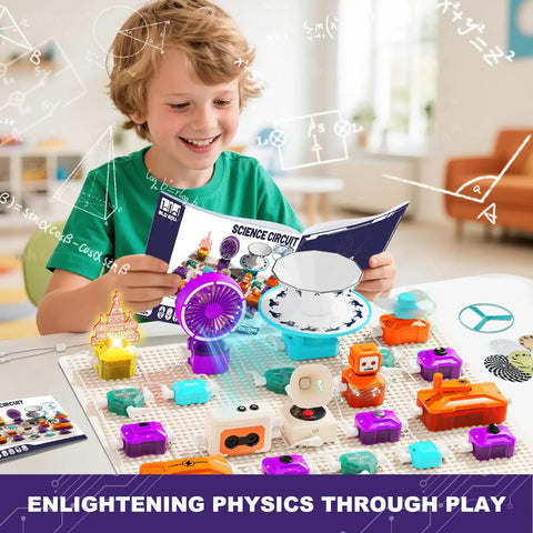 Child using Kids Electric Circuit Kit With 68 Pieces For Electronics Exploration, 450 Plus Projects, Fun STEM Educational Toy
