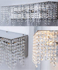 Glam Crystal 24 Inch Over Mirror Bathroom Vanity Light Fixture In Stainless Steel With Sparkling Crystals, Modern Rectangular Design