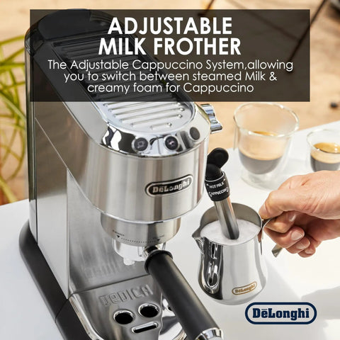 Game Changer Automatic Espresso Machine With Solid 15 Bar Pressure And Easy Dials For Killer Cappuccinos And Creamy Lattes Compact 35 Oz Metallic Coffee Brewer Built For Smooth Sipping And Chill Weekend Grinds with adjustable milk frother.