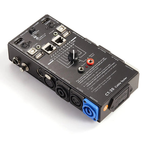 15 Plug Cable Tester And Line Finder All In One 15 In 1 Cable Checker With LED Indicators 10 Way Switch Wire Tracker For Quick Continuity Tests Rugged Pro Grade Black, angled view