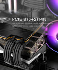 Sleeved PSU Cable Extension Kit For PC Builds With Nylon Braided Wires 24 Pin To 6 Plus 2 Pin And 8 Pin To 4 Plus 4 Pin 30 Cm Long Black ATX 3.0 Compatible High Efficiency GPU Power Cable Extension With Comb