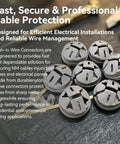 No Fuss Gray Push In Wire Connectors For Non Metallic Cable Bulk Fifty Pack positioned on a workbench, ideal for electrical installations.