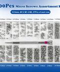Premium 500 Piece Micro Screws Assortment Kit With M1.2 M1.4 M2 Tiny Fasteners Inside Hella Slick Labeled Case in organizer tray.