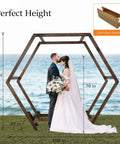 Wooden Wedding Arch 7Ft Heptagonal Garden Arbor For Ceremony And Photo Backdrop Outdoor Wedding Backdrop Stand Party Decor