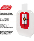 IPSC Silhouette Target On AR500 Steel For Rimfire And Centerfire Pistols 9 Inch Wide By 14.875 Inch High White Red Black Durable Design