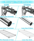 Three Tier Storage Shelves On Casters Heavy Duty Chrome Metal Shelving With Locking Wheels, Rust Resistant Garage Organizer For Home, Workshop Or Laundry, Mobile Shelving Rack. Chrome shelf wire and pipe thickness comparison