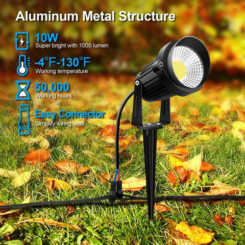 Totally Lit Ultra Bright Low Voltage Outdoor LED Landscape Lights With Connectors in garden, aluminum structure, 1000 Lumens