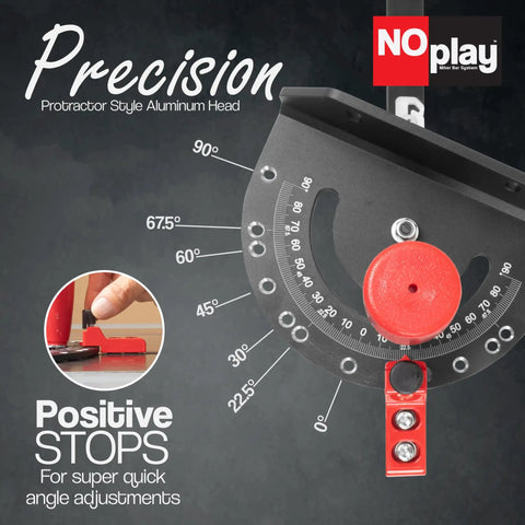 Precision Miter Gauge With Aluminum Fence And 45 Degree Ends For Maximum Stock Support And Repetitive Cut Flip Stop, Adjustable Head With 13 Positive Stop Holes For Fast Pro Grade Woodworking