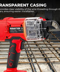 Automatic Rebar Tie Gun Cordless Electric Wire Twister Tool with Transparent Casing for Fast Ties on Construction Site
