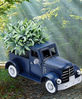 Farmhouse Blue Truck Tabletop Decor For Indoor And Outdoor Use Vintage Car with Plants on Forest Path