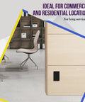 No Sweat Install Hella Sleek Matte Decorator Wall Outlet 15 Amp Electrical Receptacle compactly installed in modern office furniture.