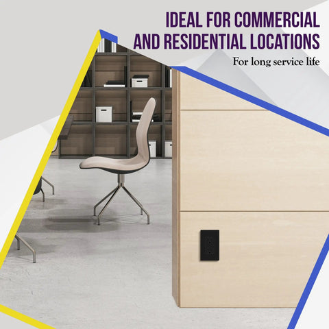 No Sweat Install Hella Sleek Matte Decorator Wall Outlet 15 Amp Electrical Receptacle compactly installed in modern office furniture.