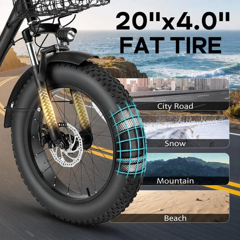 Dope Fat Tire Electric Trike For Adults With 750W Peak Motor, Smooth Power, And 20 Plus MPH Top Speed, Built For Easy Hills, City Cruising, And Light Trails, A Versatile Everyday Ride That Handles Rough Roads With Confidence. 20x4.0 fat tire wheel for city road, snow, mountain, and beach